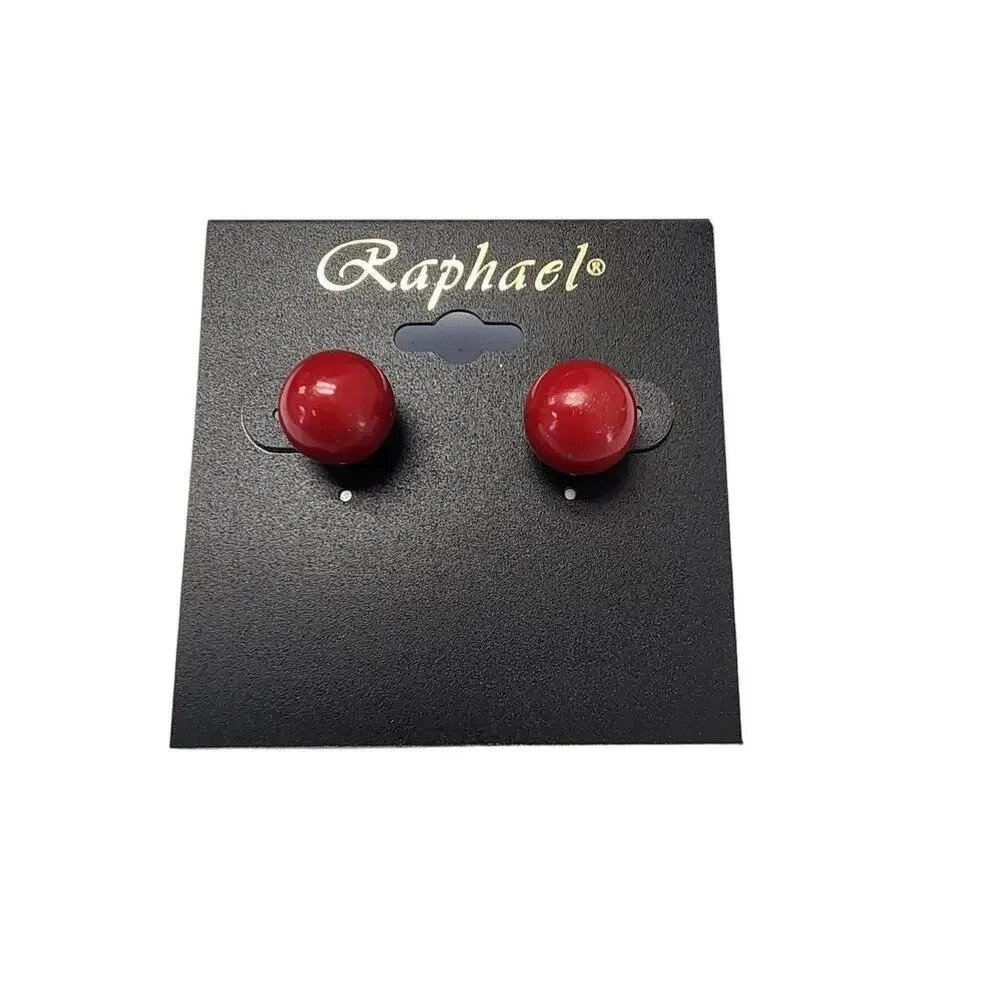 Vintage Red Button Style Round Earrings Post Back 19$